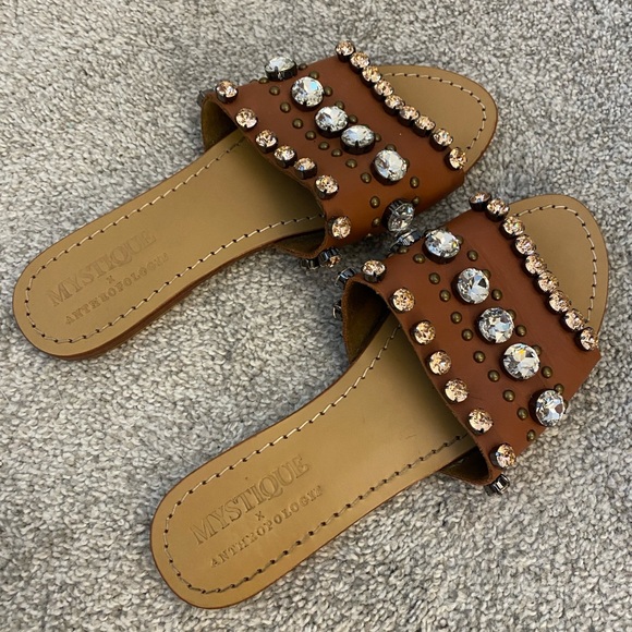 Mystique x Anthropologie jeweled slides - Picture 2 of 3